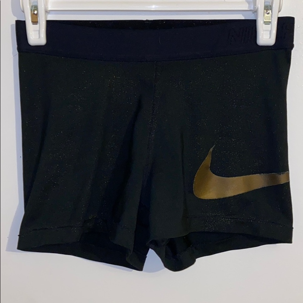 black with gold glitter nike pros